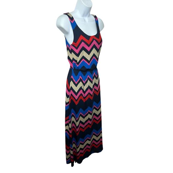 Stella Tweed Maxi Dress Sz 8 Sleeveless Chevron Colorful Lined - Picture 4 of 6